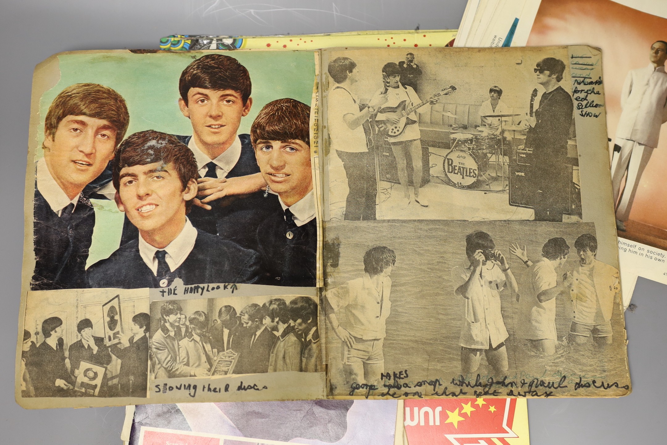 A Beatles scrap book and ephemera Including movie lobby cards